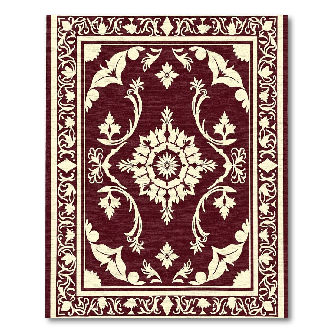 Crimson Ivory Floral Medallion Rug