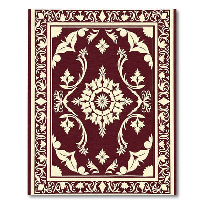 Crimson Ivory Floral Medallion Rug