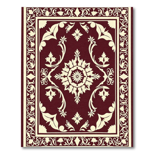 Crimson Ivory Floral Medallion Rug