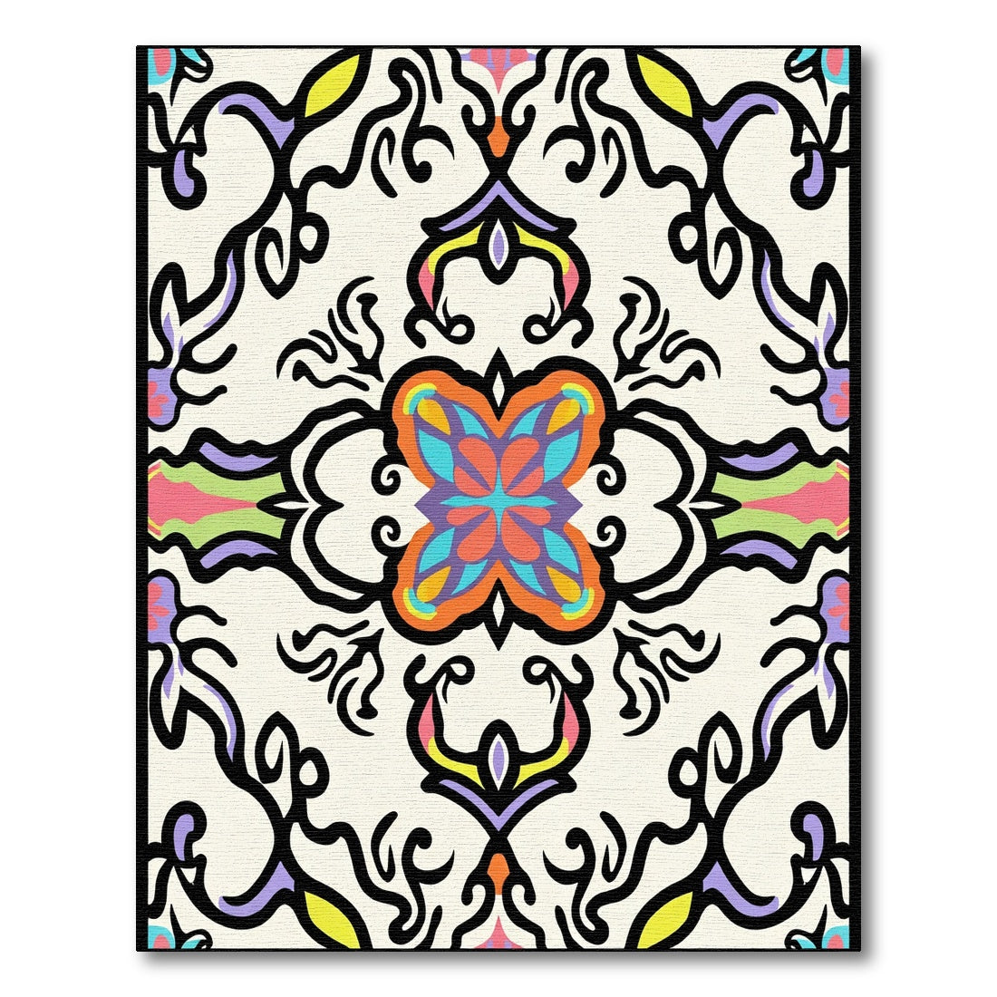 Vibrant Colorful Floral Medallion Rug