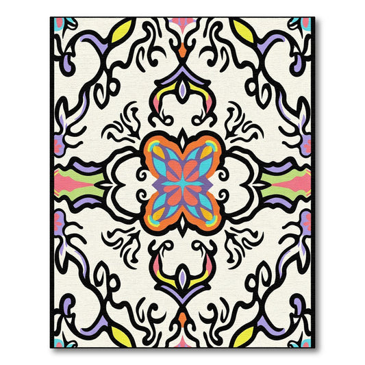 Vibrant Colorful Floral Medallion Rug