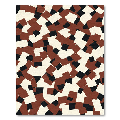 Abstract Red Black Cream Geometric Blocks Rug