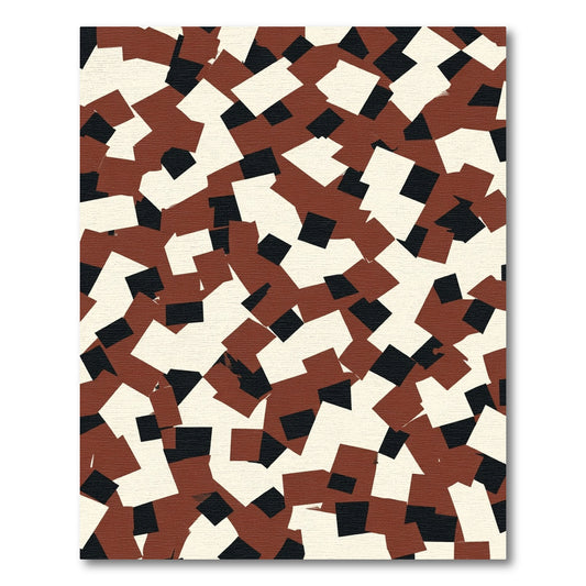 Abstract Red Black Cream Geometric Blocks Rug