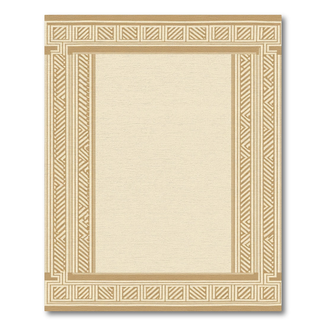 Golden Geometric Border Frame Rug