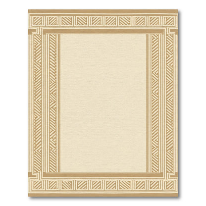 Golden Geometric Border Frame Rug