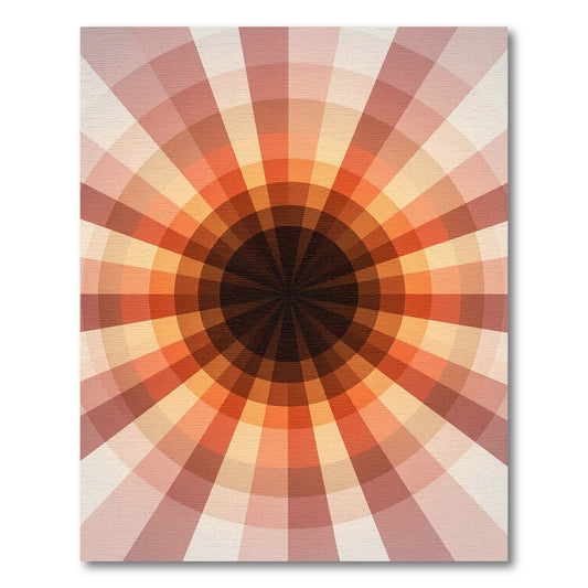 Crimson Orange Radial Sunburst Rug
