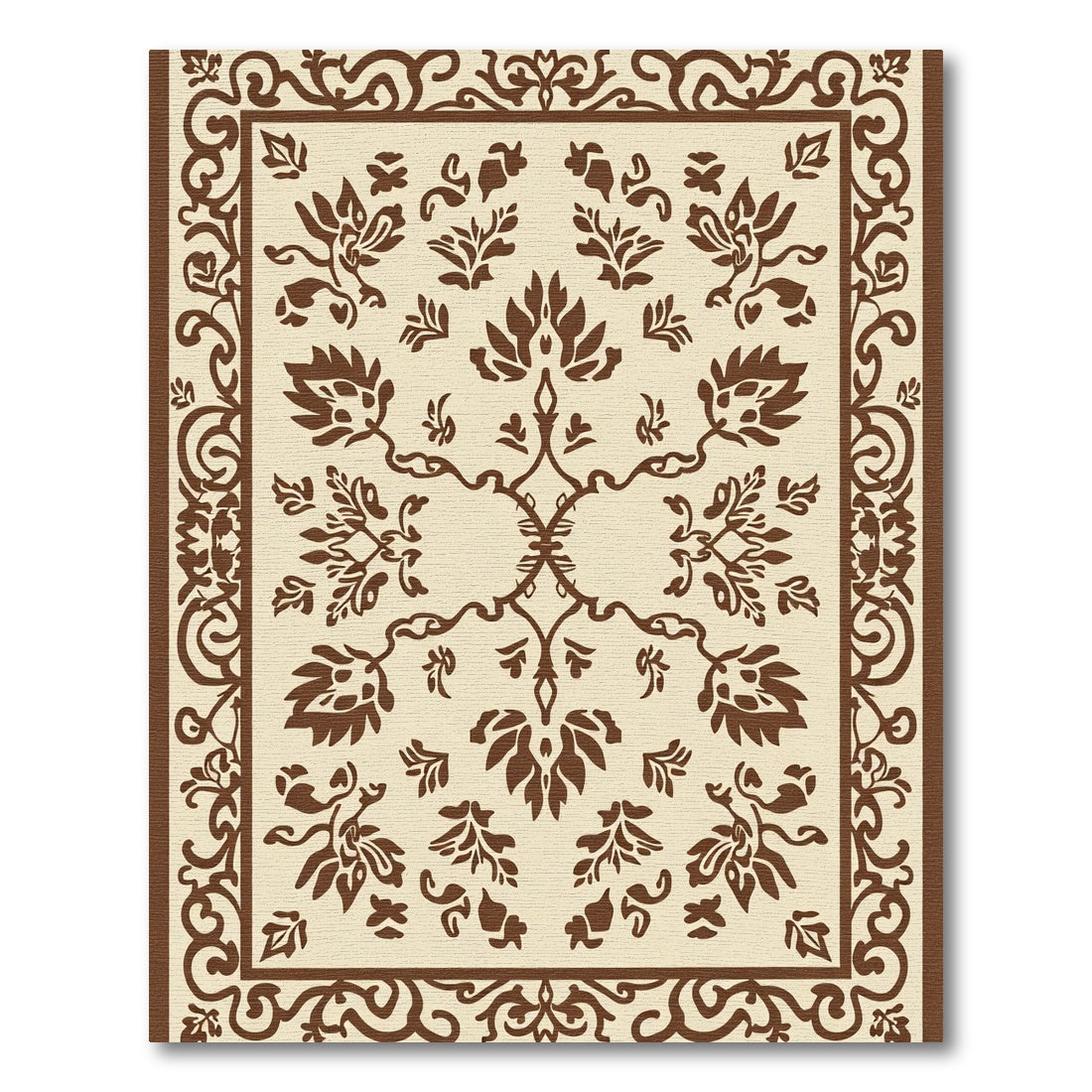 Traditional Brown Woodland Floral Vine Rug