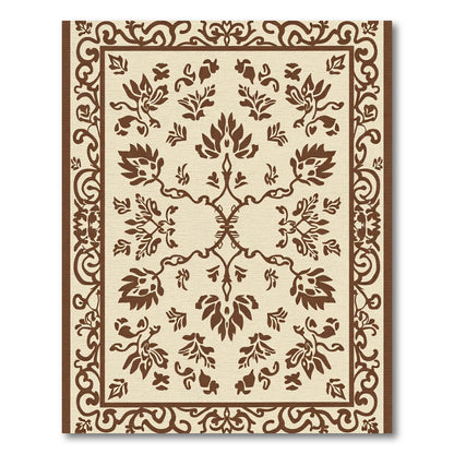 Traditional Brown Woodland Floral Vine Rug