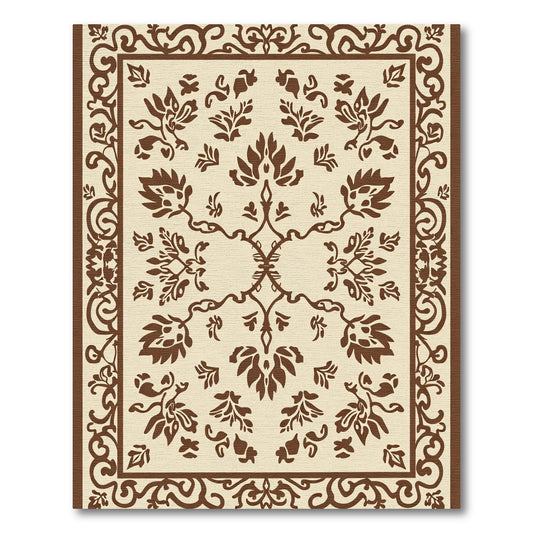 Traditional Brown Woodland Floral Vine Rug