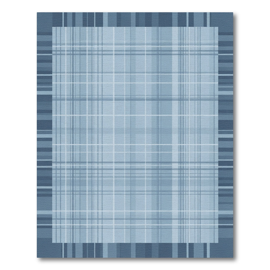 Classic Blue Plaid Border Rug