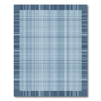 Classic Blue Plaid Border Rug