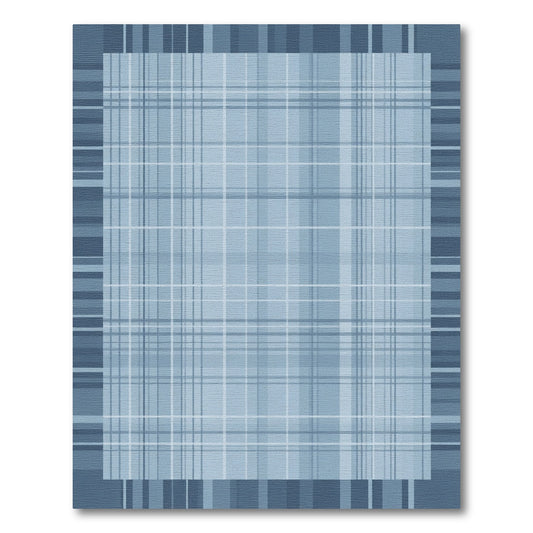Classic Blue Plaid Border Rug