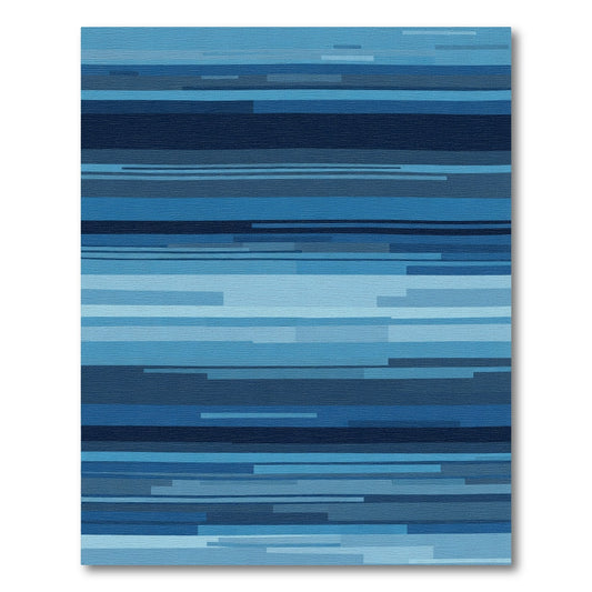 Abstract Blue Banded Horizontal Stripes Rug