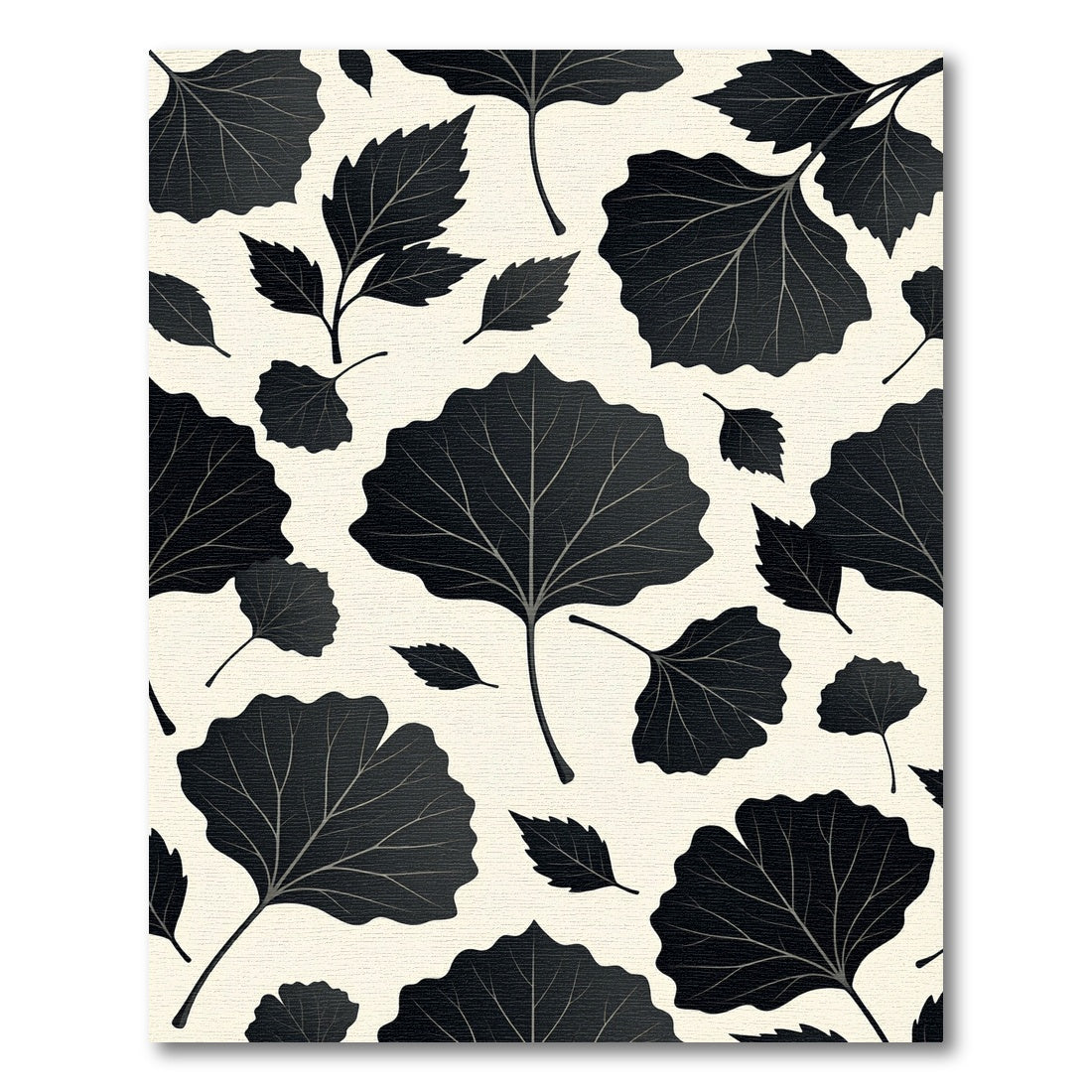 Minimalist Black Botanical Leaf Illustration Rug