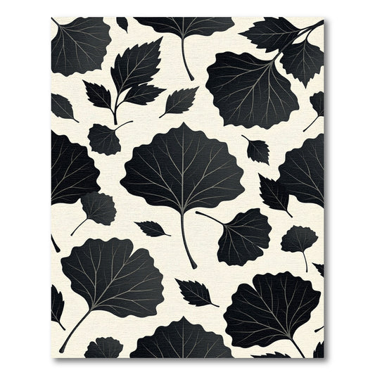 Minimalist Black Botanical Leaf Illustration Rug