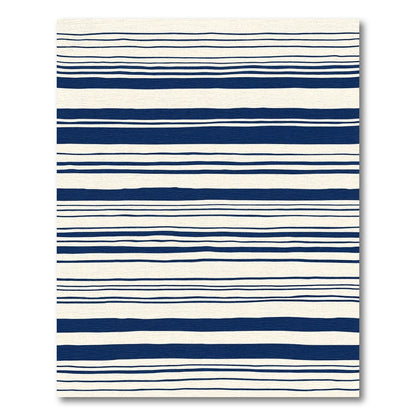 Navy Blue Cream Stripe Textural Rug