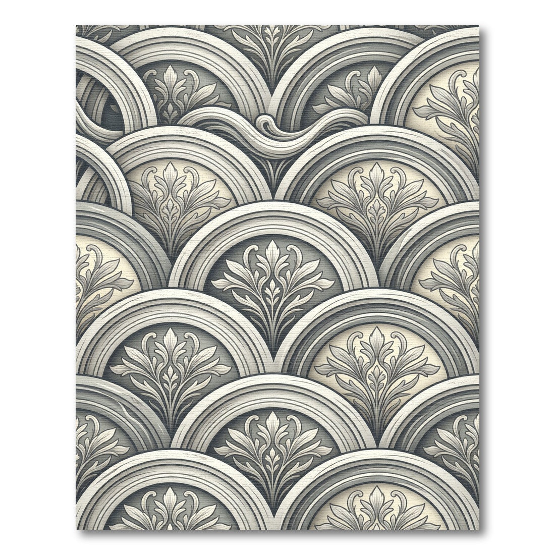 Ornate Gray Arch Floral Rug