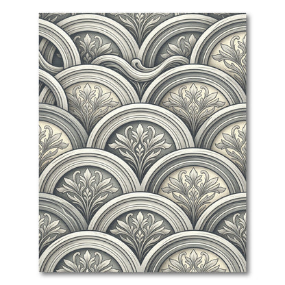 Ornate Gray Arch Floral Rug