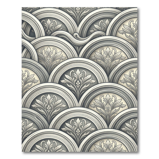 Ornate Gray Arch Floral Rug