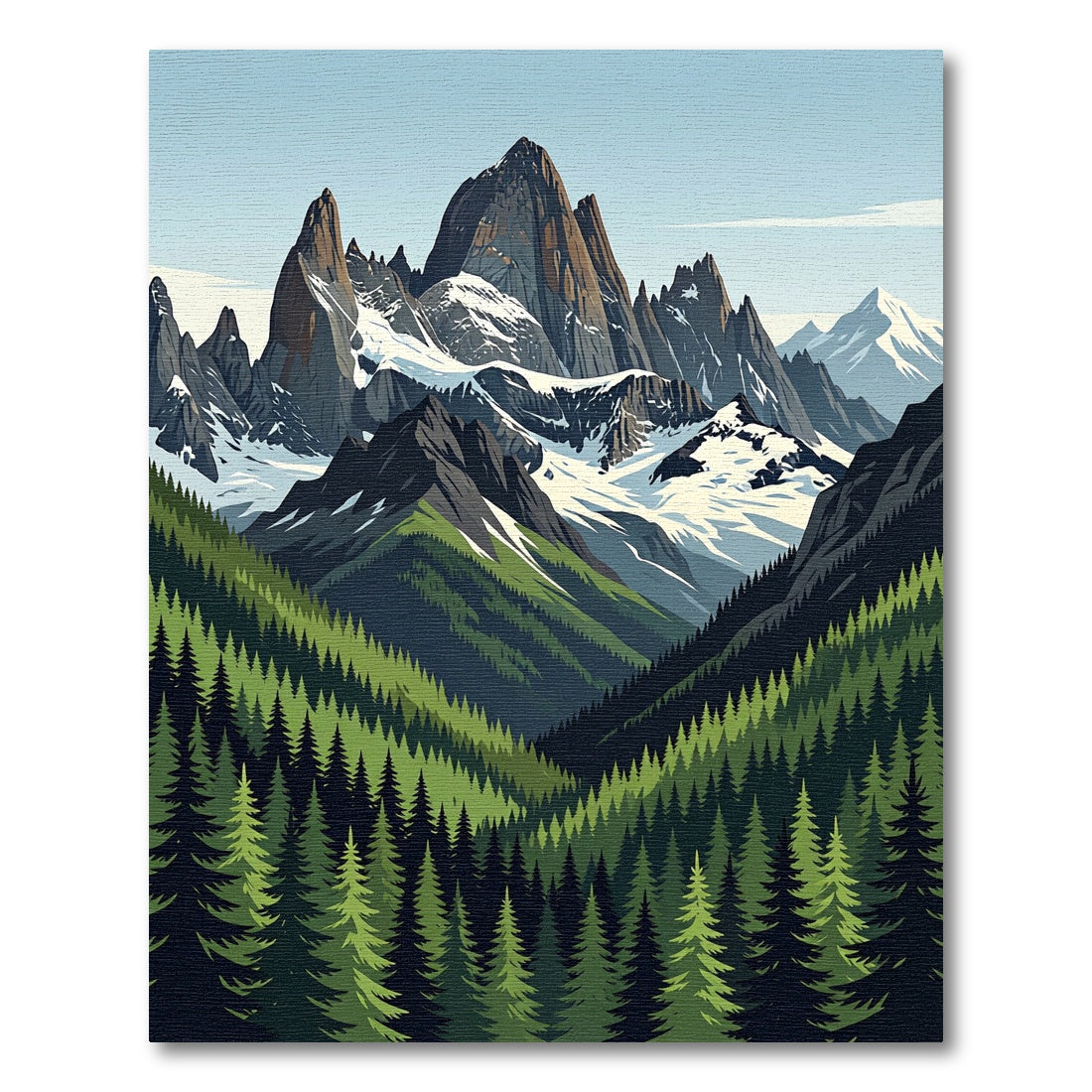 Majestic Snowy Mountain Forest Landscape Rug