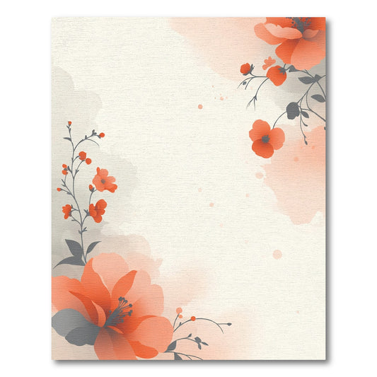 Coral Blush Watercolor Floral Branches Rug