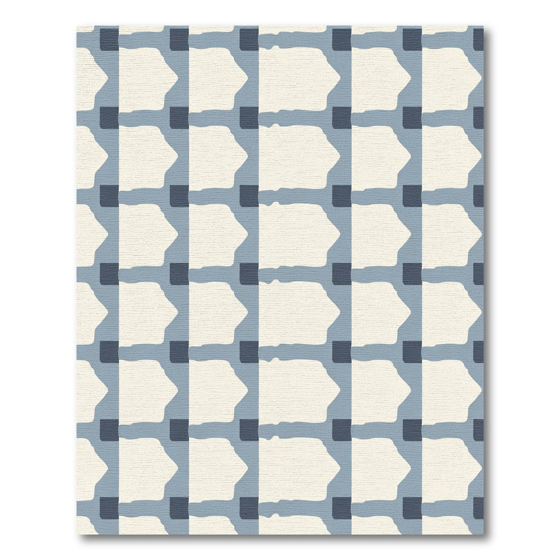 Abstract Blue White Geometric Block Rug