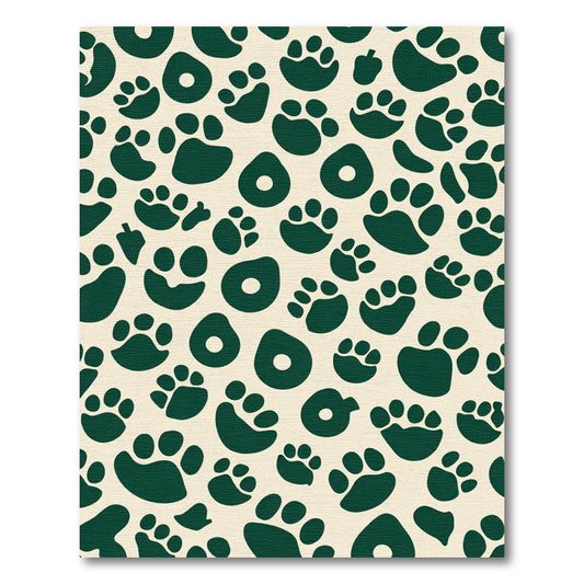 Deep Green Paw Print Repeat Rug