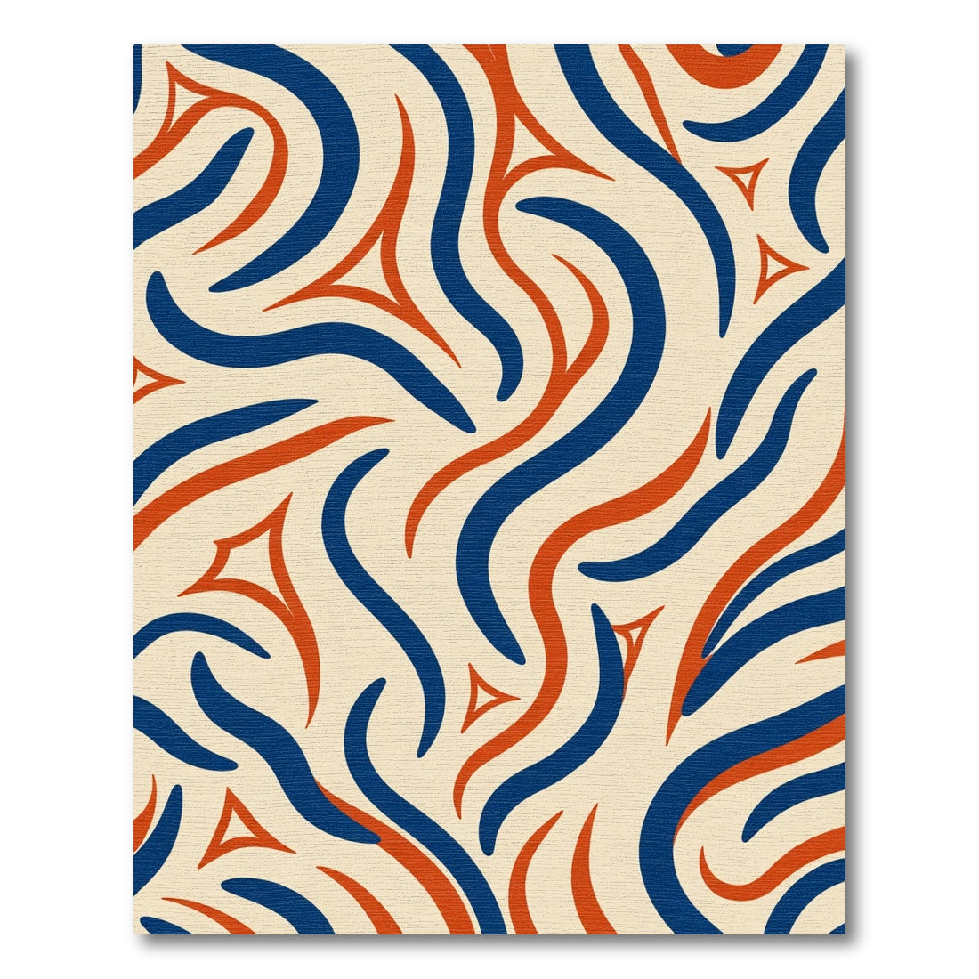 Crimson Blue Swirl Organic Forms Rug