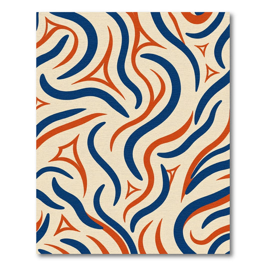 Crimson Blue Swirl Organic Forms Rug