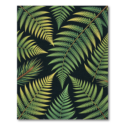 Emerald Green Fern Frond Repeating Rug