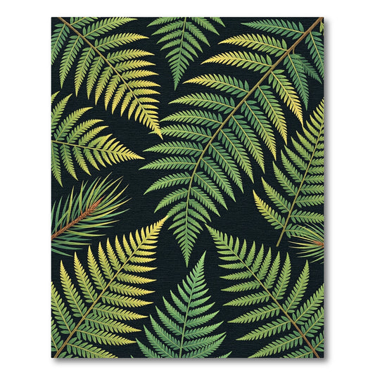 Emerald Green Fern Frond Repeating Rug