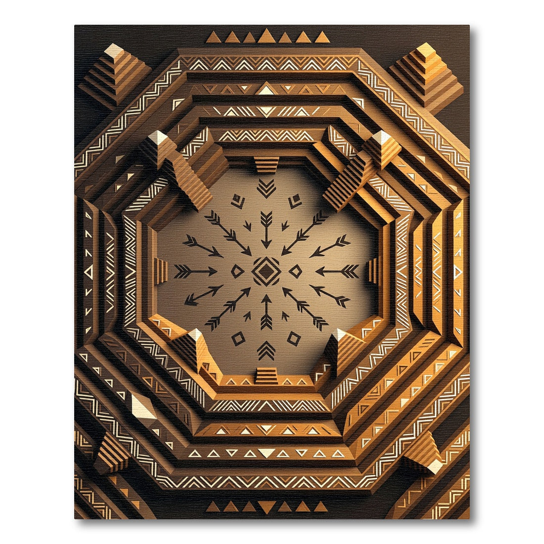 Geometric Tribal Arrow Octagon Medallion Rug