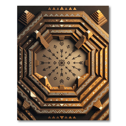 Geometric Tribal Arrow Octagon Medallion Rug