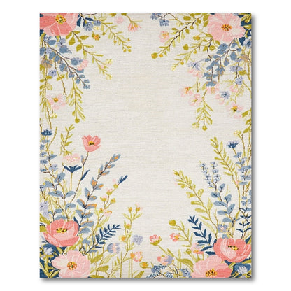 Delicate Blush Blue Floral Vine Rug