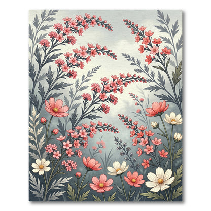 Soft Pink Meadow Floral Botanical Rug