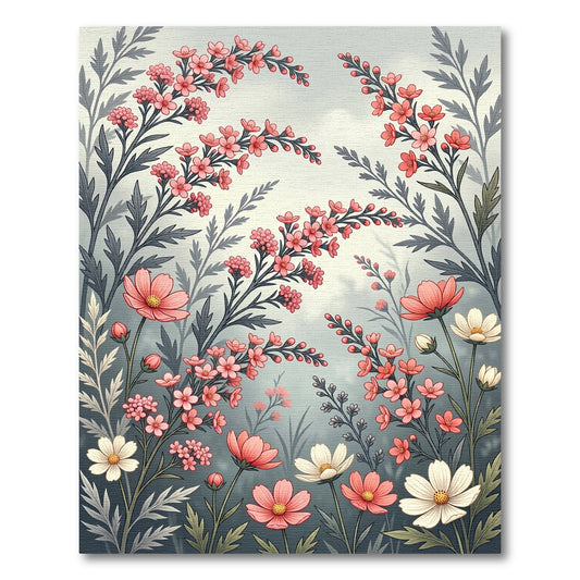 Soft Pink Meadow Floral Botanical Rug