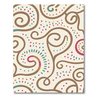 Brown Swirls Crimson Teal Dots Rug