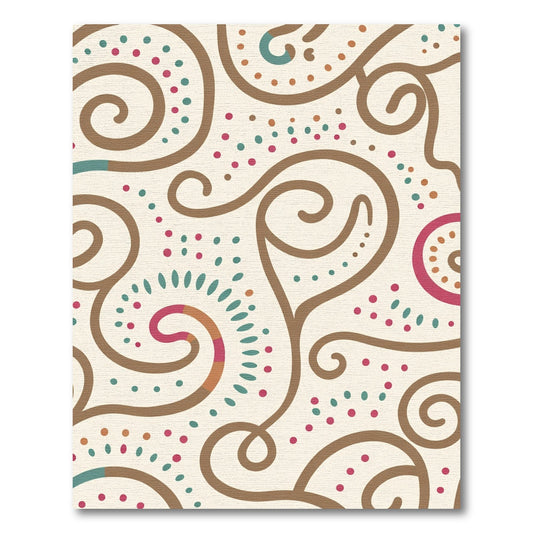 Brown Swirls Crimson Teal Dots Rug