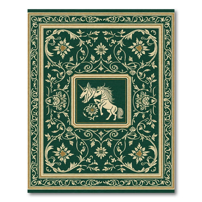 Emerald Green Unicorn Floral Arabesque Rug