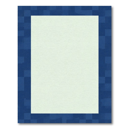 Deep Blue Pixelated Border Rectangular Rug