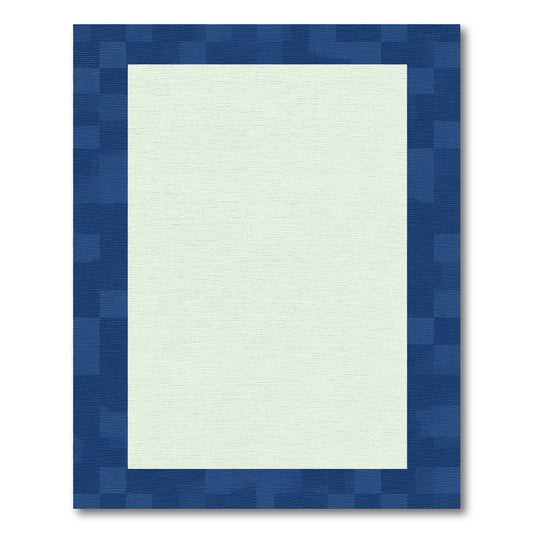 Deep Blue Pixelated Border Rectangular Rug