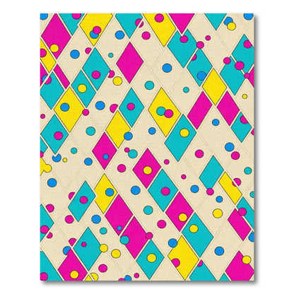 Vibrant Pink Teal Yellow Diamond Dots Rug