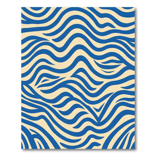 Navy Blue Abstract Wave Rug