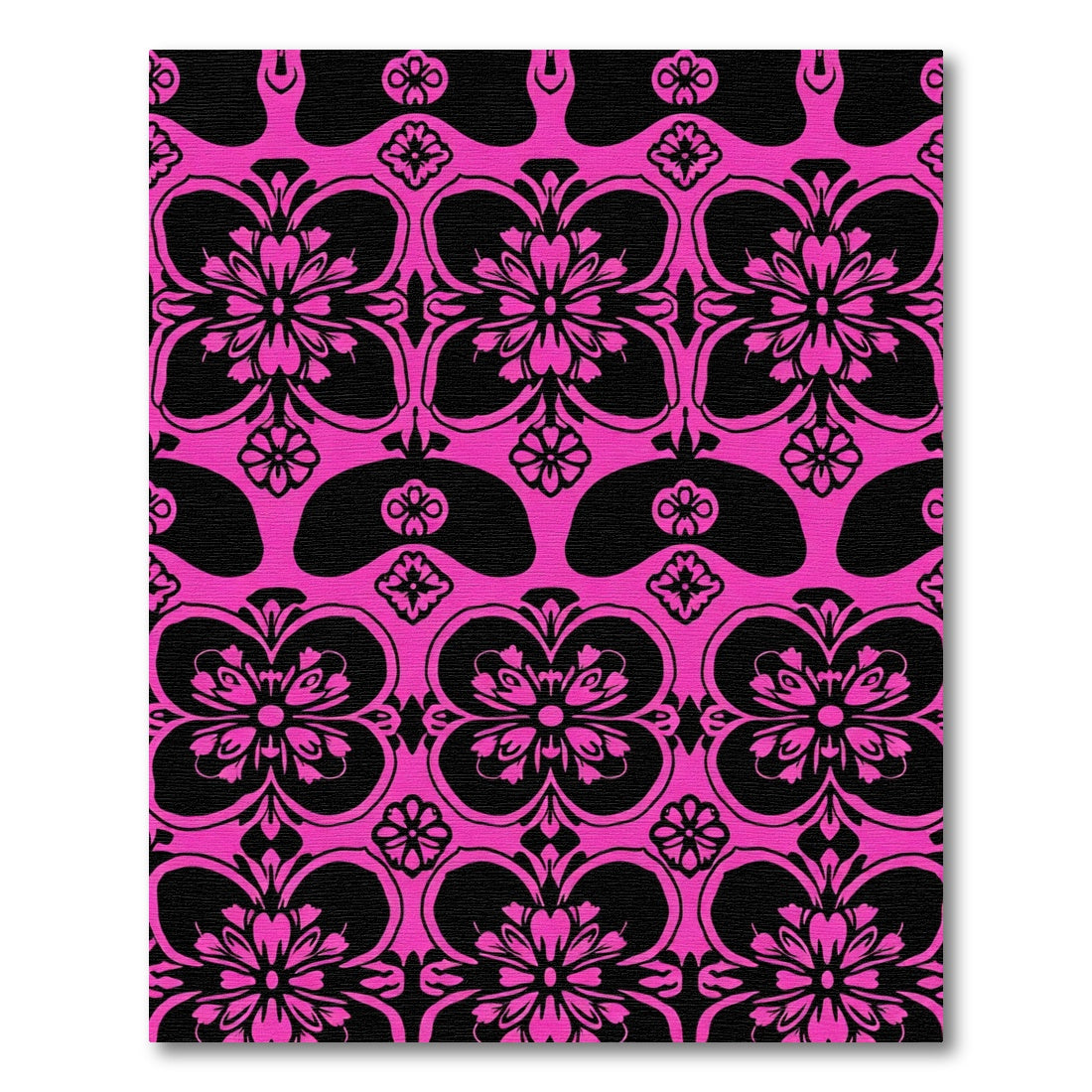 Hot Pink Damask Floral Arrangement Rug
