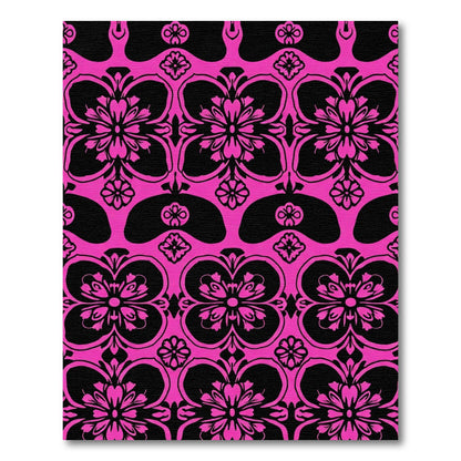 Hot Pink Damask Floral Arrangement Rug