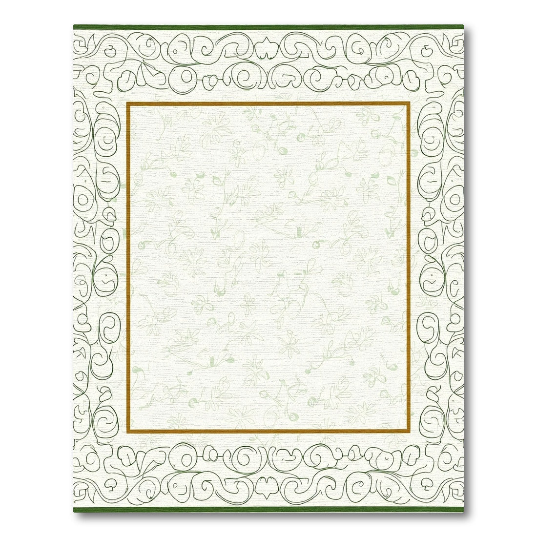 Light Green Floral Vine Border Rug