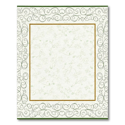 Light Green Floral Vine Border Rug