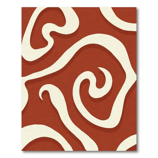 Terracotta Ivory Abstract Swirl Rug