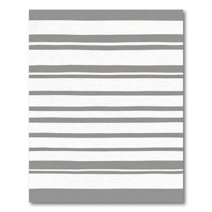 Chic Gray White Horizontal Stripe Rug