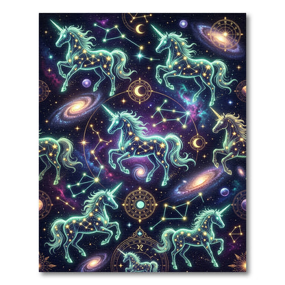 Glowing Celestial Unicorn Constellation Nebula Rug